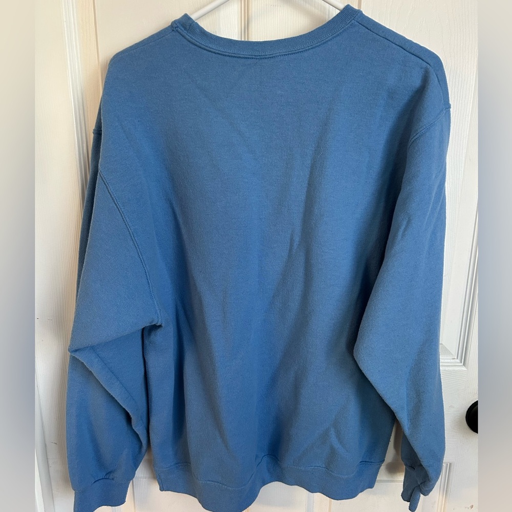 Vintage Jerzees Crewneck Sweatshirt Womens Large Blue Cat with Snowflakes - Picture 3 of 12